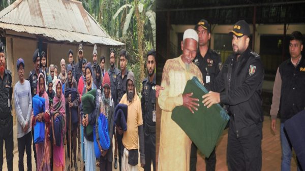 সিলেটে অসহায় শীতার্ত মানুষদের পাশে দাঁড়িয়েছে র‌্যাব
